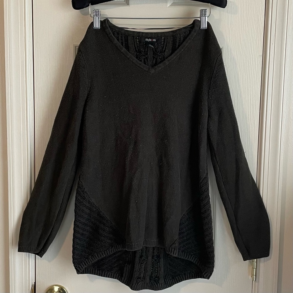 Style & Co. Dark Green V-Neck Sweater